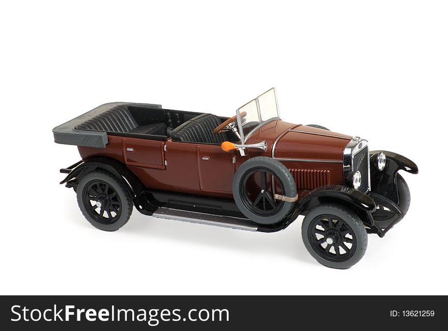 Collection scale car model on white background