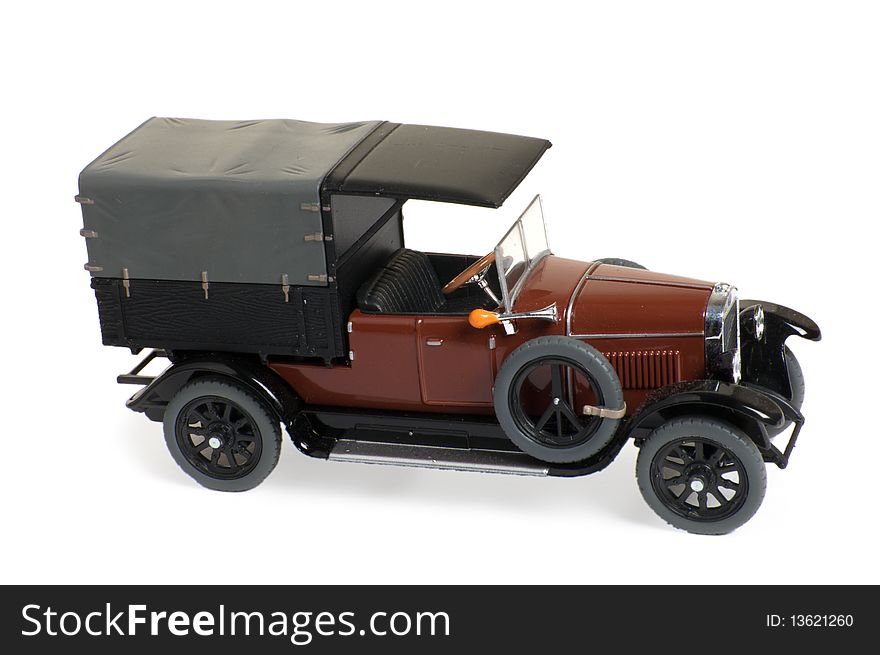 Collection scale car model on white background
