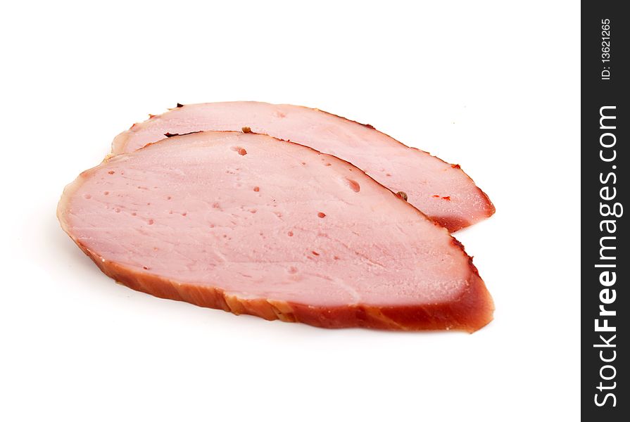 Meat smoked on a white background