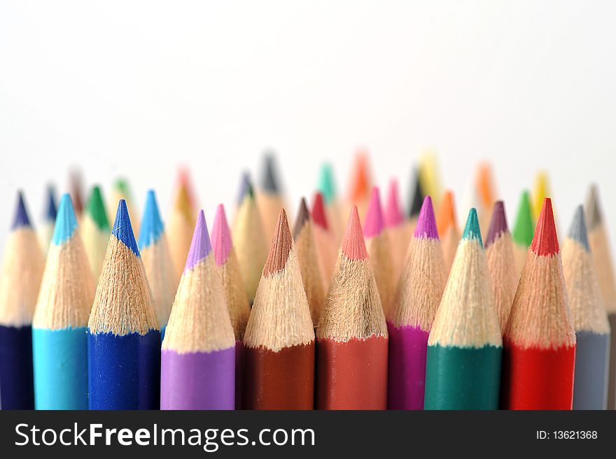 Assortment of coloured pencils isolated. Assortment of coloured pencils isolated