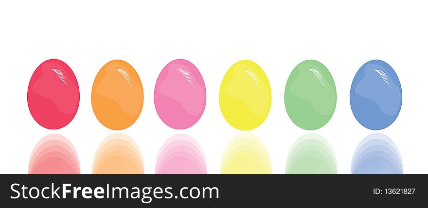 Six easter eggs in different colors