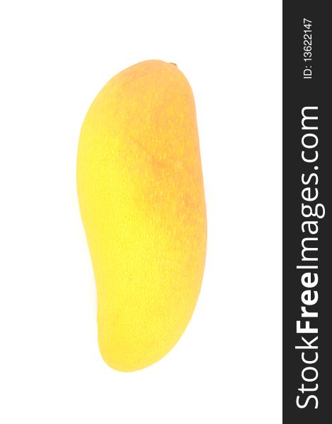 Single ripe mango on white