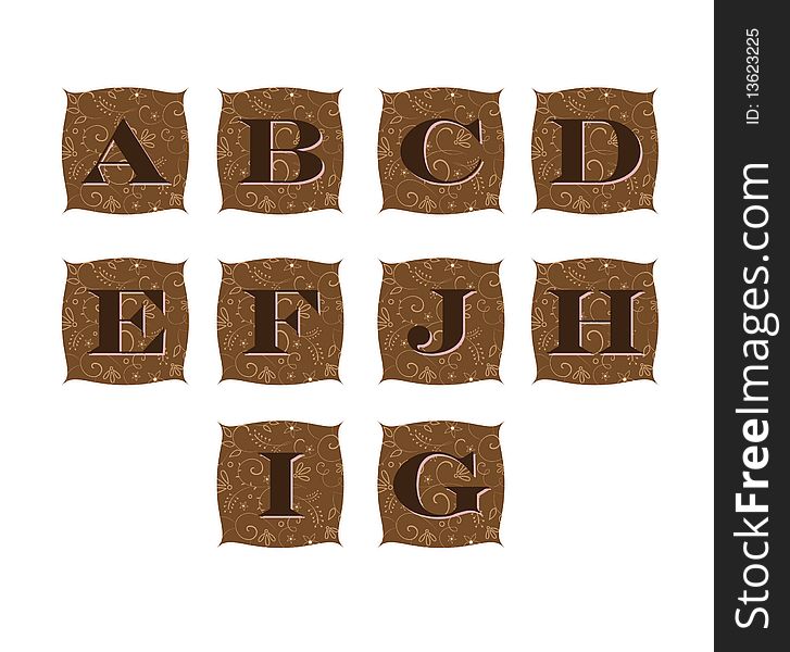 Vintage alphabet on ornamental background