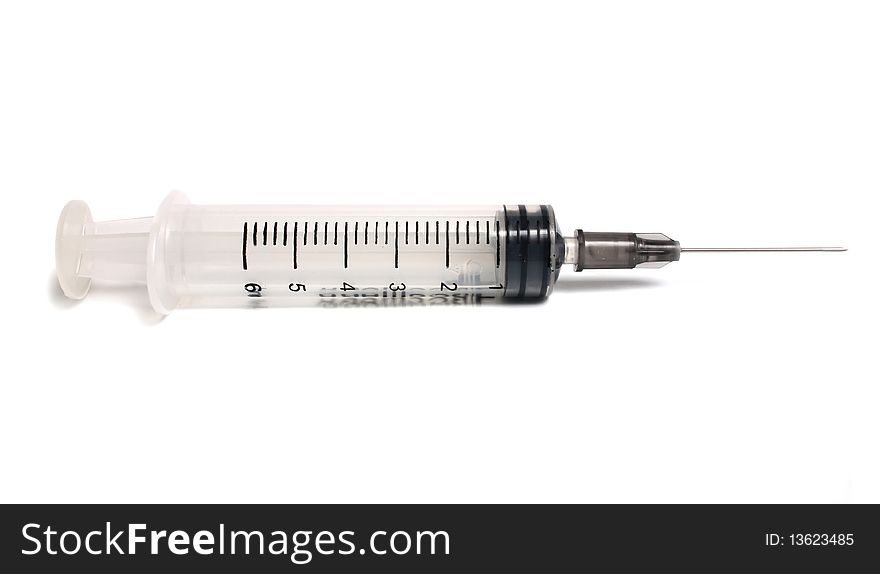 Medical syringe isolated on white background