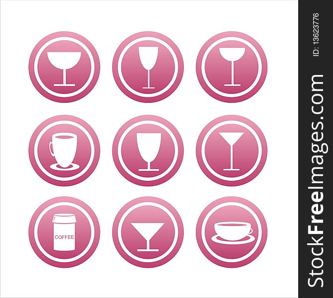 Set of 9 pink drink signs. Set of 9 pink drink signs