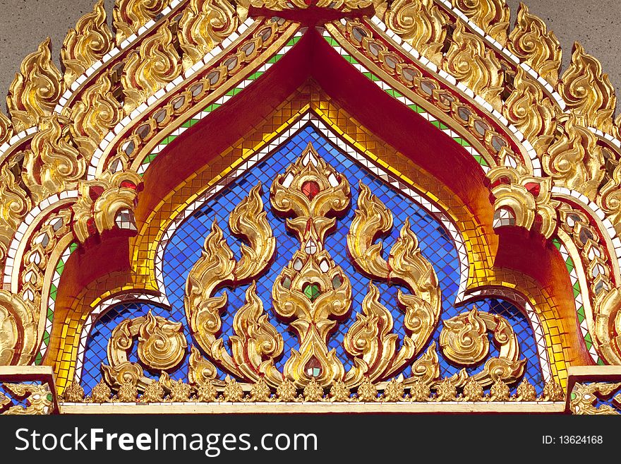 Buddhist temple of thailand on wall background