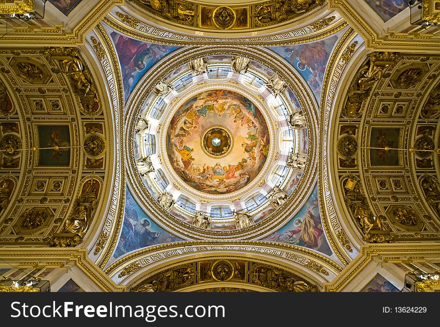 The interior of the St. Isaac's Cathedral, Saint Petersburg. The interior of the St. Isaac's Cathedral, Saint Petersburg.