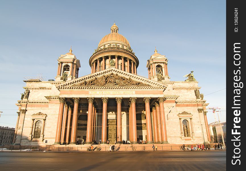 The exterior side of the St. Isaac's Cathedral, Saint Petersburg.