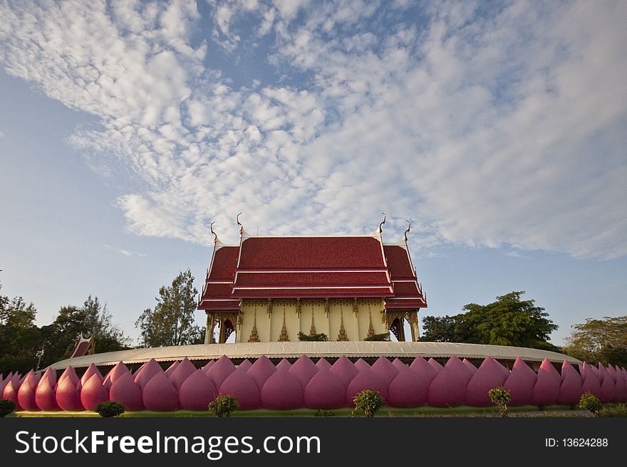 Buddhist temple of thailand on sky background