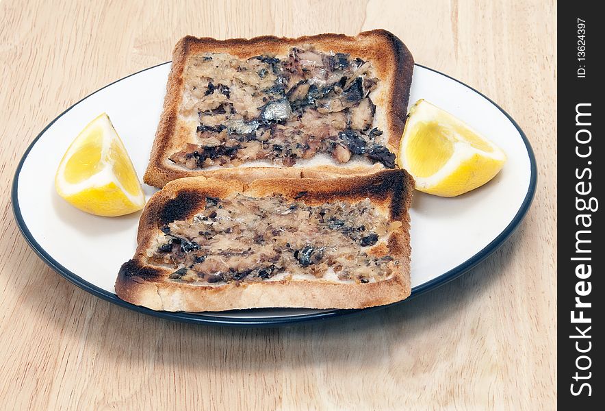 Sardines On Toast On A Plate