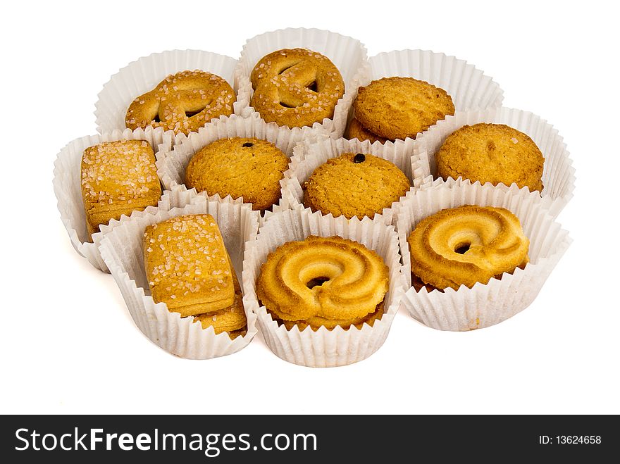 A little appetizing cookies the different form on a white background