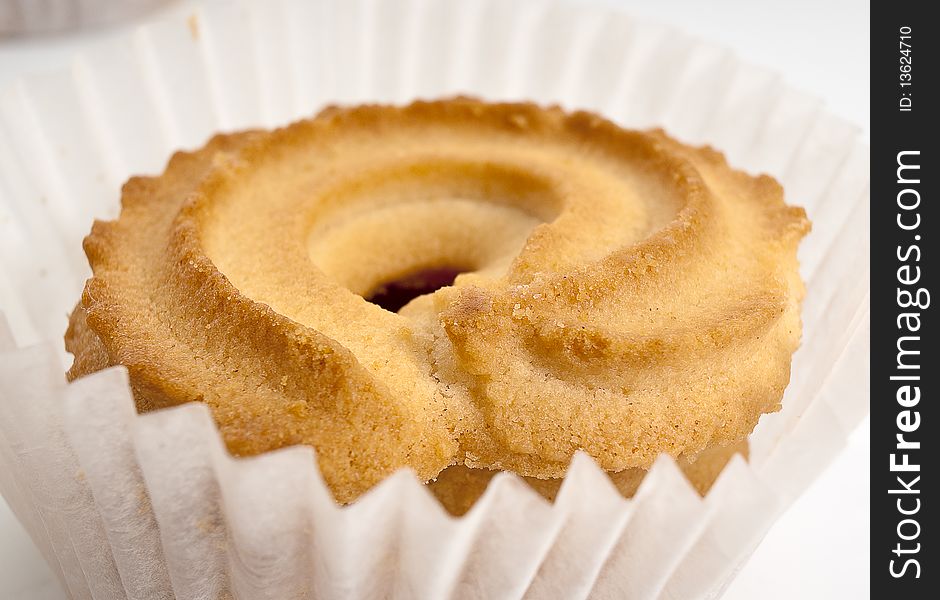 Small appetizing cookies in a paper basket