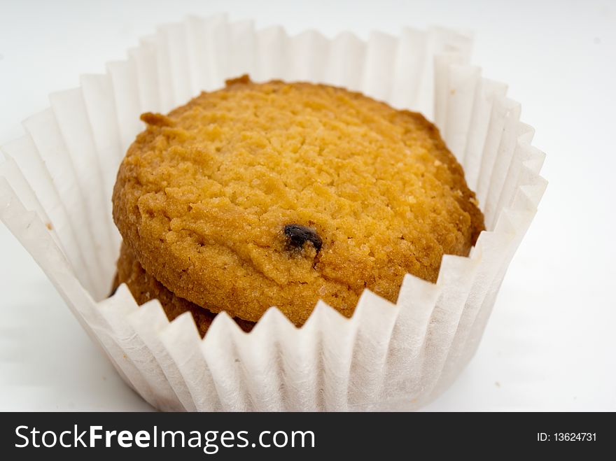 Small appetizing cookies in a paper basket