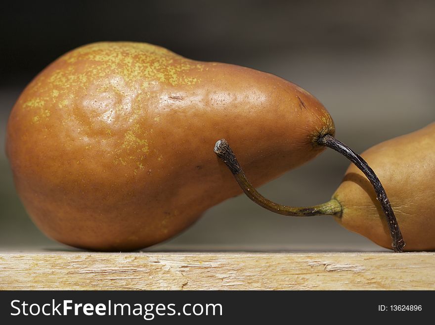 Close up of two pears