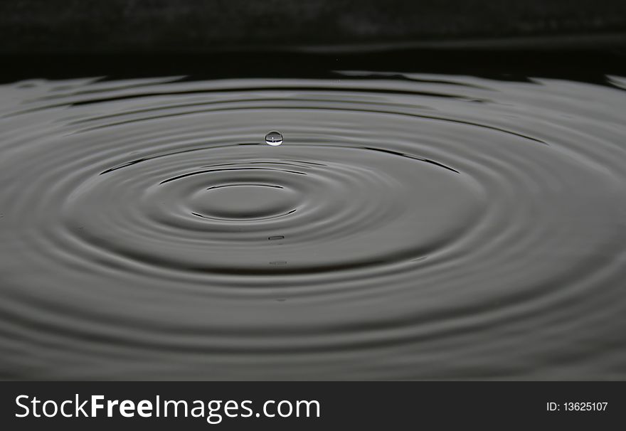 Water drop and the circles on water surface