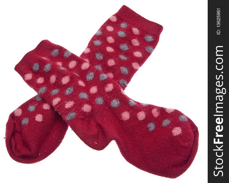 Pair of Red Socks Isolated on White with a Clipping Path.