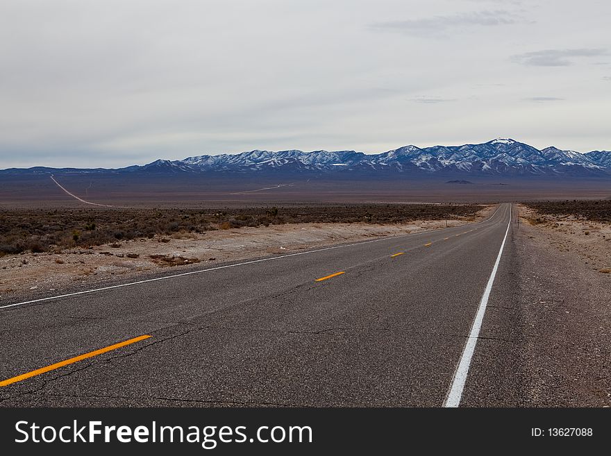 Empty Extraterrestrial Highway near Las Vegas in Nevada, USA. Empty Extraterrestrial Highway near Las Vegas in Nevada, USA