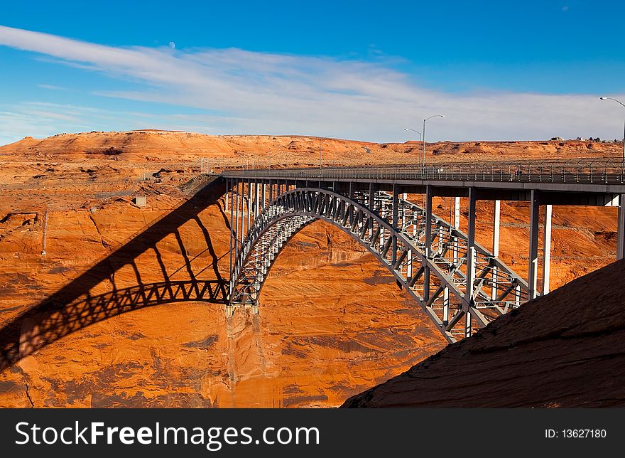 Steel bridge over the Glen Canyon near Page, Arizona. Steel bridge over the Glen Canyon near Page, Arizona