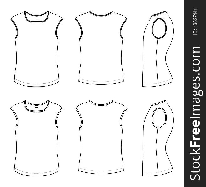 Outline black-white t-shirt  illustration isolated on white. EPS8 file available. You can change the color or you can add your logo easily.