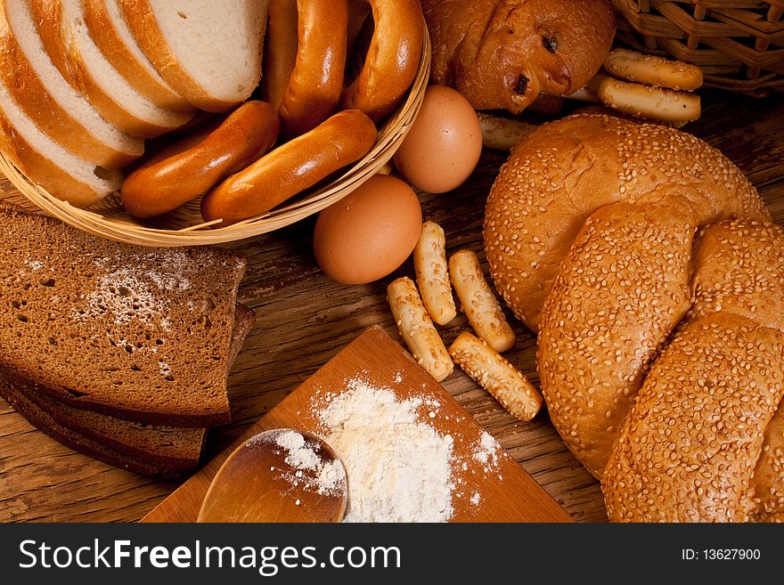 Eggs and meal with different sort of bread. Eggs and meal with different sort of bread