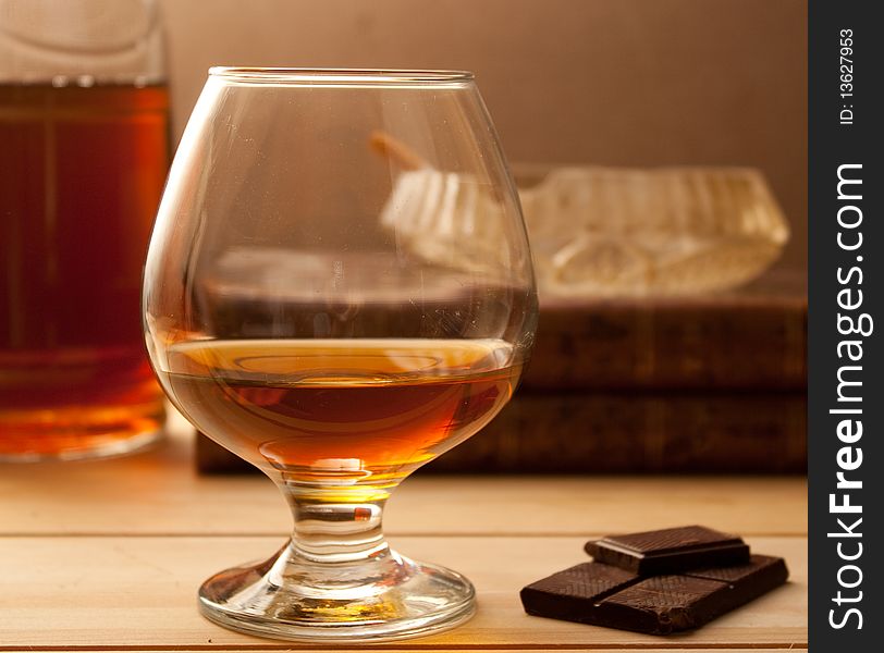 Cognac with chockolate and ashtray