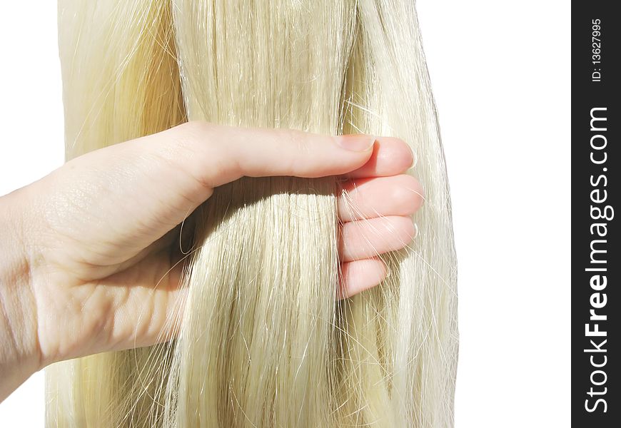 Hand Brushing Shiny Long Blond Hair