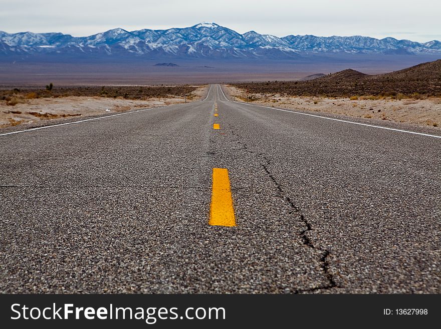 Empty road on Extraterrestrial highway, Nevada, USA