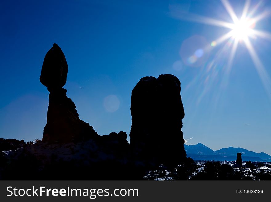 Silhouette of the mountains in the Arches National Park, Utah