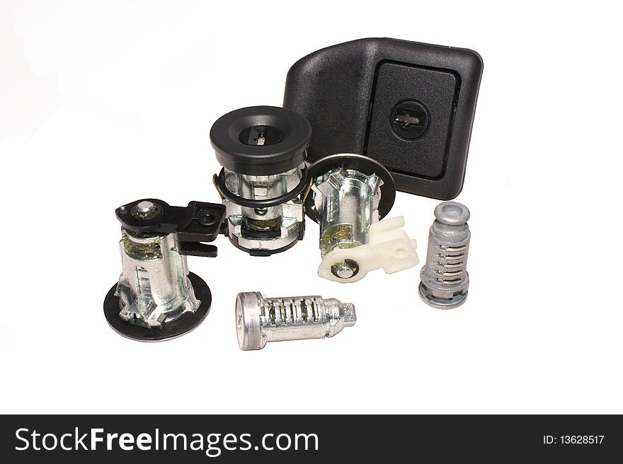 A set of vehicle locks on an isolated background. A set of vehicle locks on an isolated background