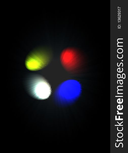 Simple ray of light over black background with red yellow blue and white. Simple ray of light over black background with red yellow blue and white