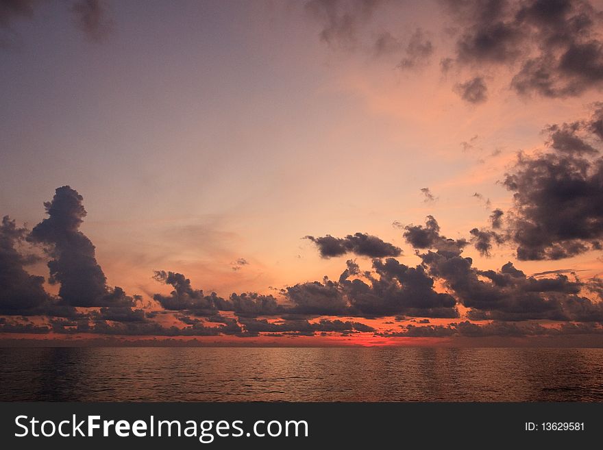 A cloudy sunset over Turkish Mediterranean sea. A cloudy sunset over Turkish Mediterranean sea.