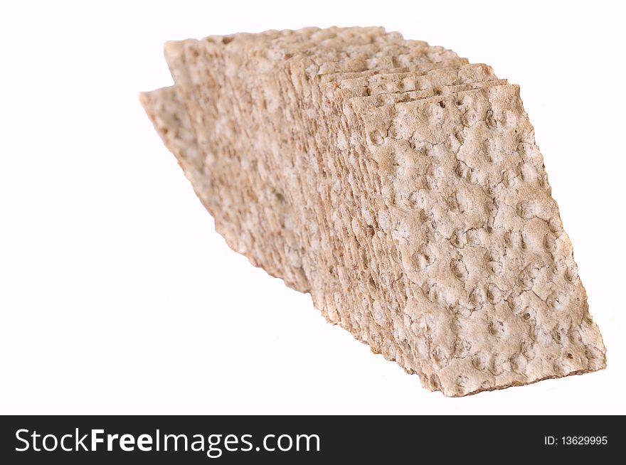 Diet crackers isolated on white background copy space