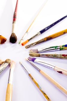 Used Paint Brushes Stock Photo