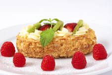 Fruit Boat Cake With Raspberries Royalty Free Stock Photos Fruit Boat Cake With Raspberries Royalty Free Stock Photos