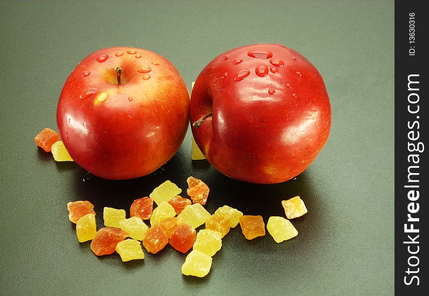 East sweets and red juicy apples. East sweets and red juicy apples