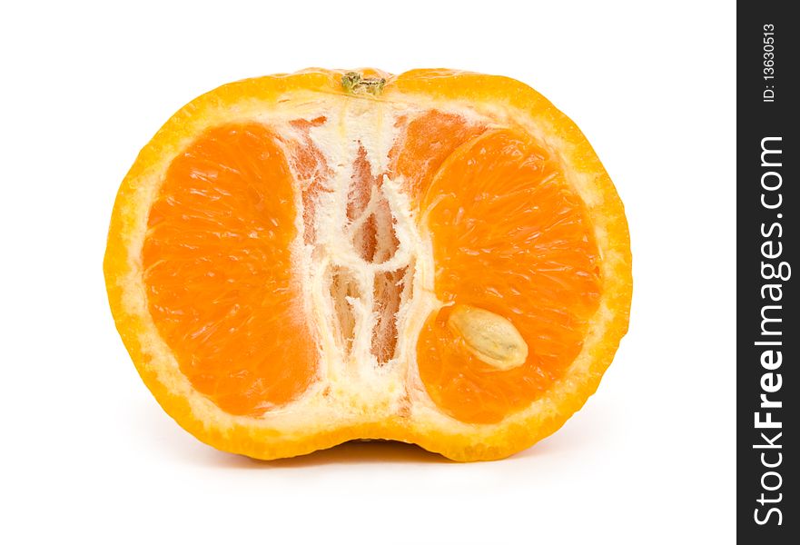 Ripe tangerine isolated on a white background