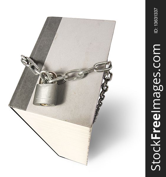 Giant book with chain around it to represent censorship. Giant book with chain around it to represent censorship