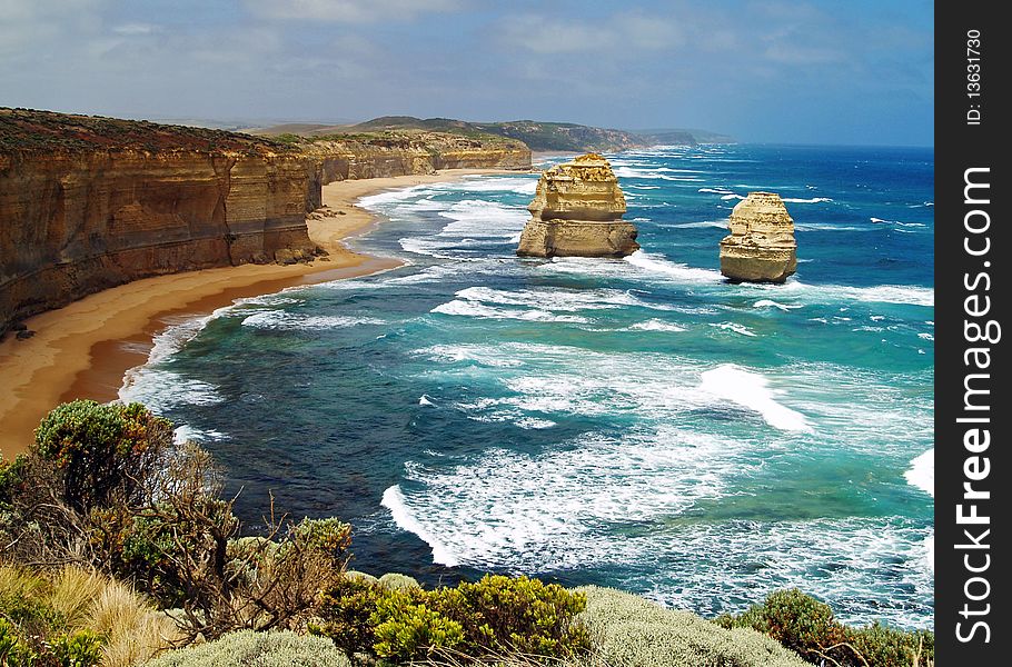 Two of the Twelve Apostles located in Victoria in Australia