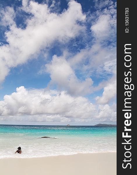 Seychelles seascape. Praslin island. Anse Lazio