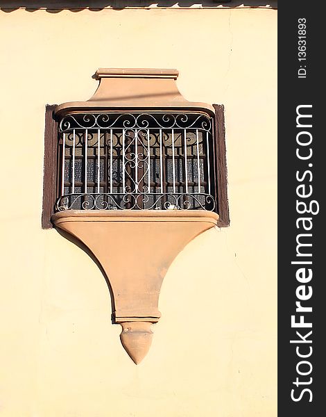 Windows. Detail of facade from vintage colonial building in Santiago de Cuba, Cuba