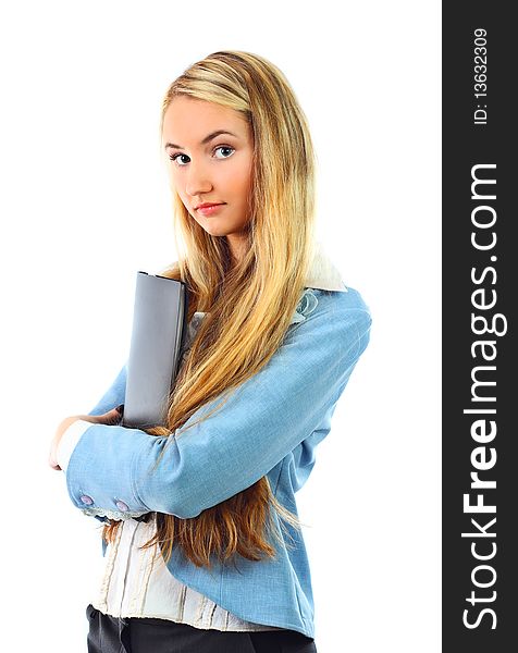 Beautiful young girl posing in studio