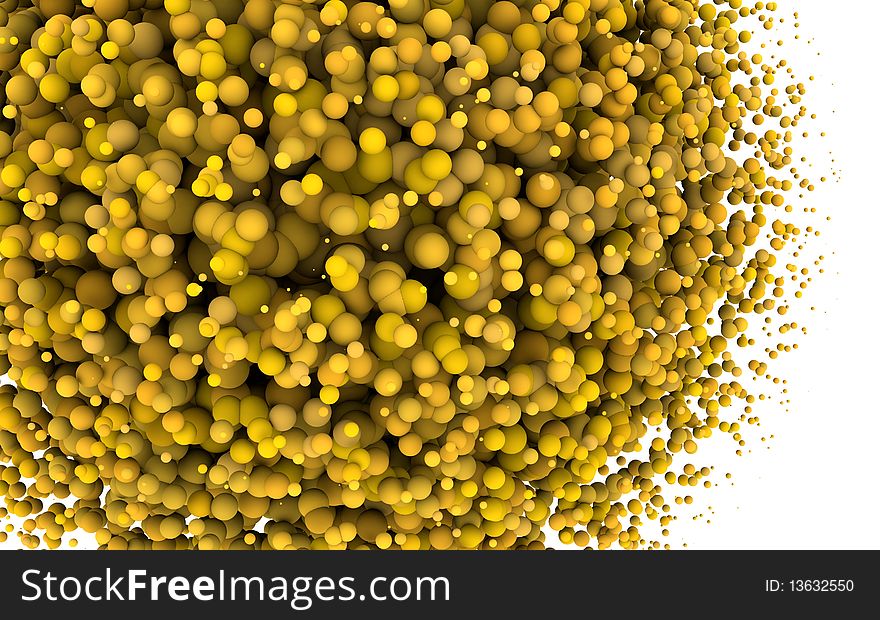 Yellow Spheres points background. many of circles render. Yellow Spheres points background. many of circles render