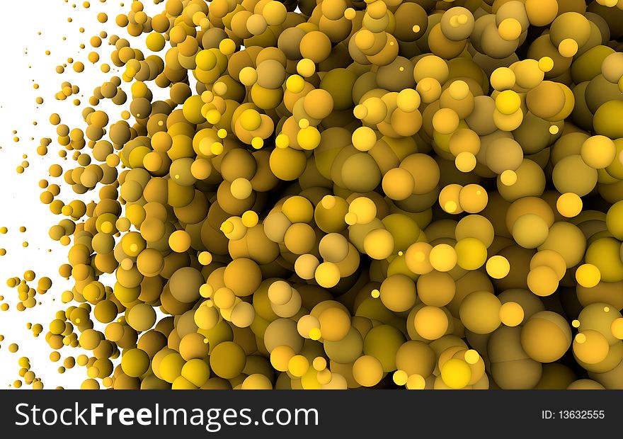 Yellow Spheres points background. many of circles render. Yellow Spheres points background. many of circles render