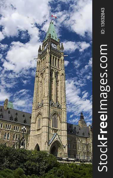 Peace Tower of the Canadian Parliament located in Ottawa, Ontario