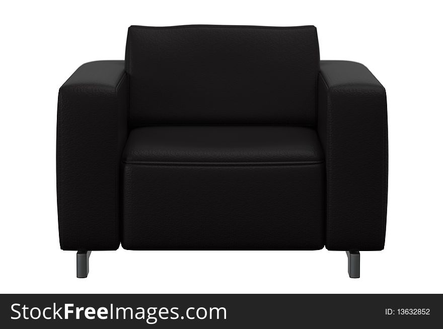 Black leather single seat sofa on white background