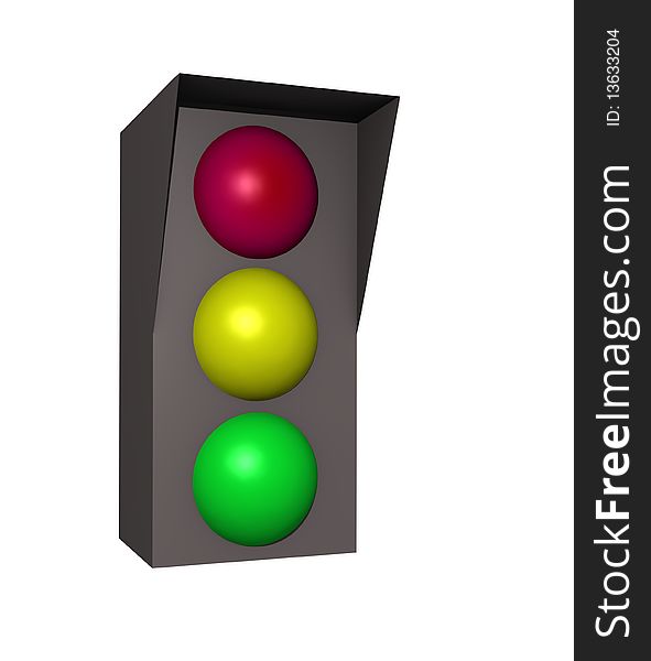 A plain 3d traffic lam,p with red,yellow and green lamps. A plain 3d traffic lam,p with red,yellow and green lamps