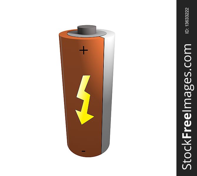One 3d batterie with lightning symbol. One 3d batterie with lightning symbol