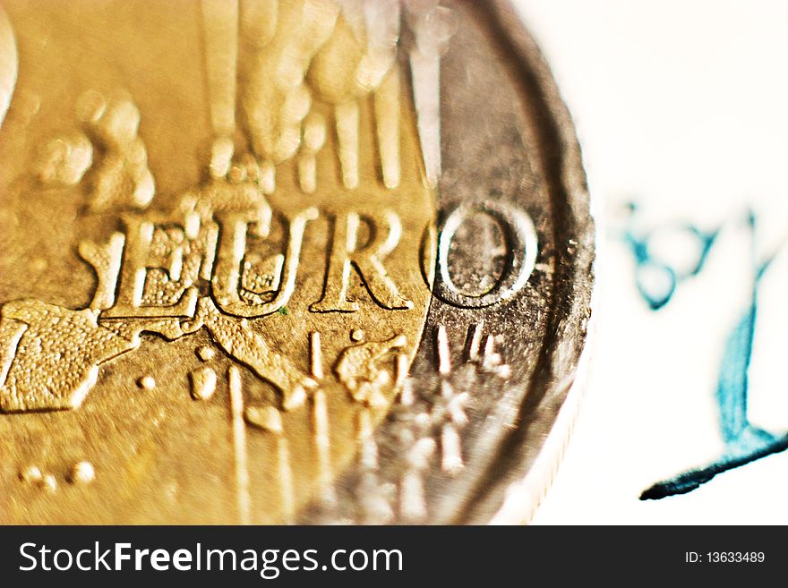 Close-up of an uncirculated euro cents coin