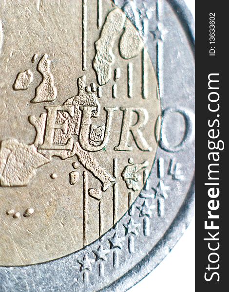 Close-up of an uncirculated euro cents coin