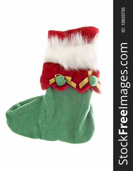 Christmas sock in the white background